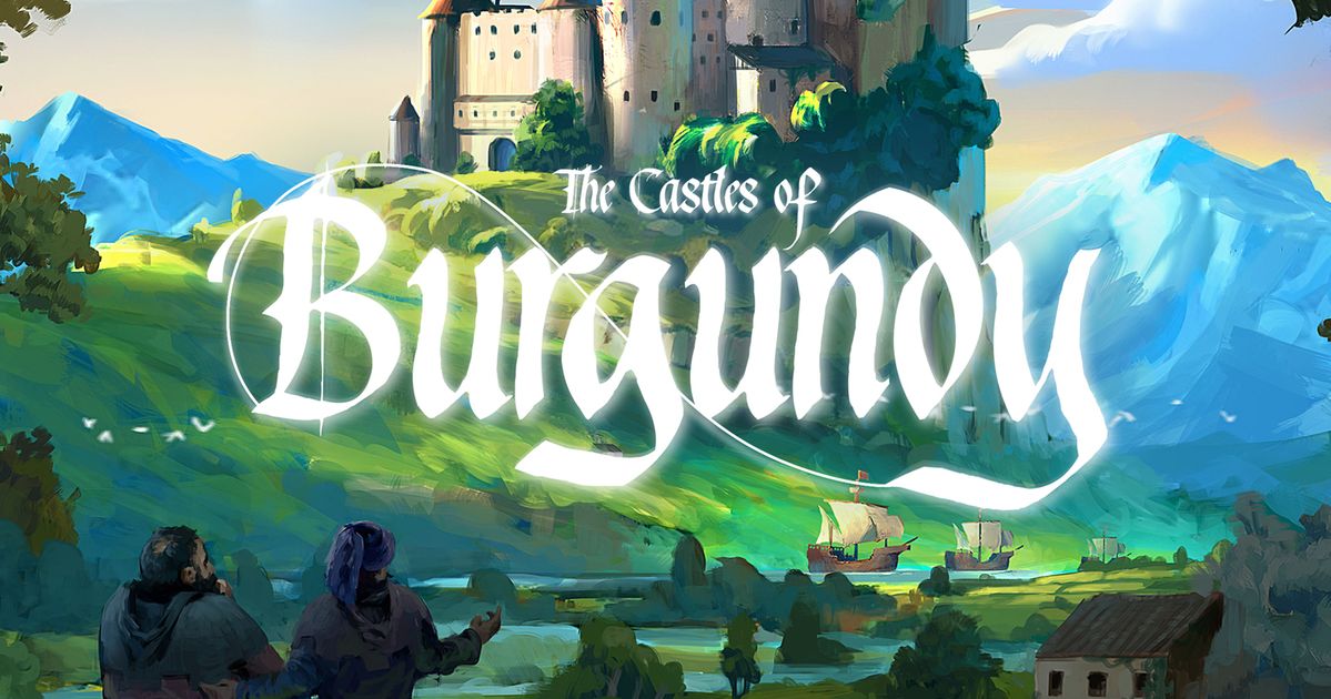 The Castles of Burgundy Special Edition box art, a painted hilltop castle overlooking green countryside and sailing ships